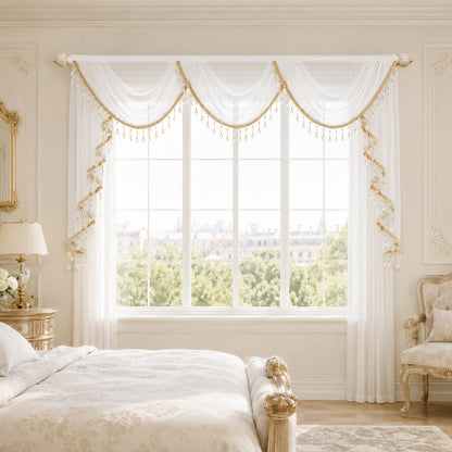 Custom-Made Solid Sheer Waterfall Valance
