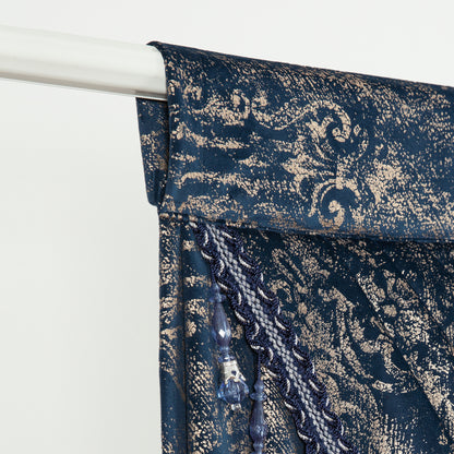 Custom-Made Gold Foil Velvet Waterfall Valance