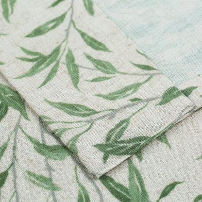 Custom-Made Botanical Leaf Print Linen Light Filtering Curtains