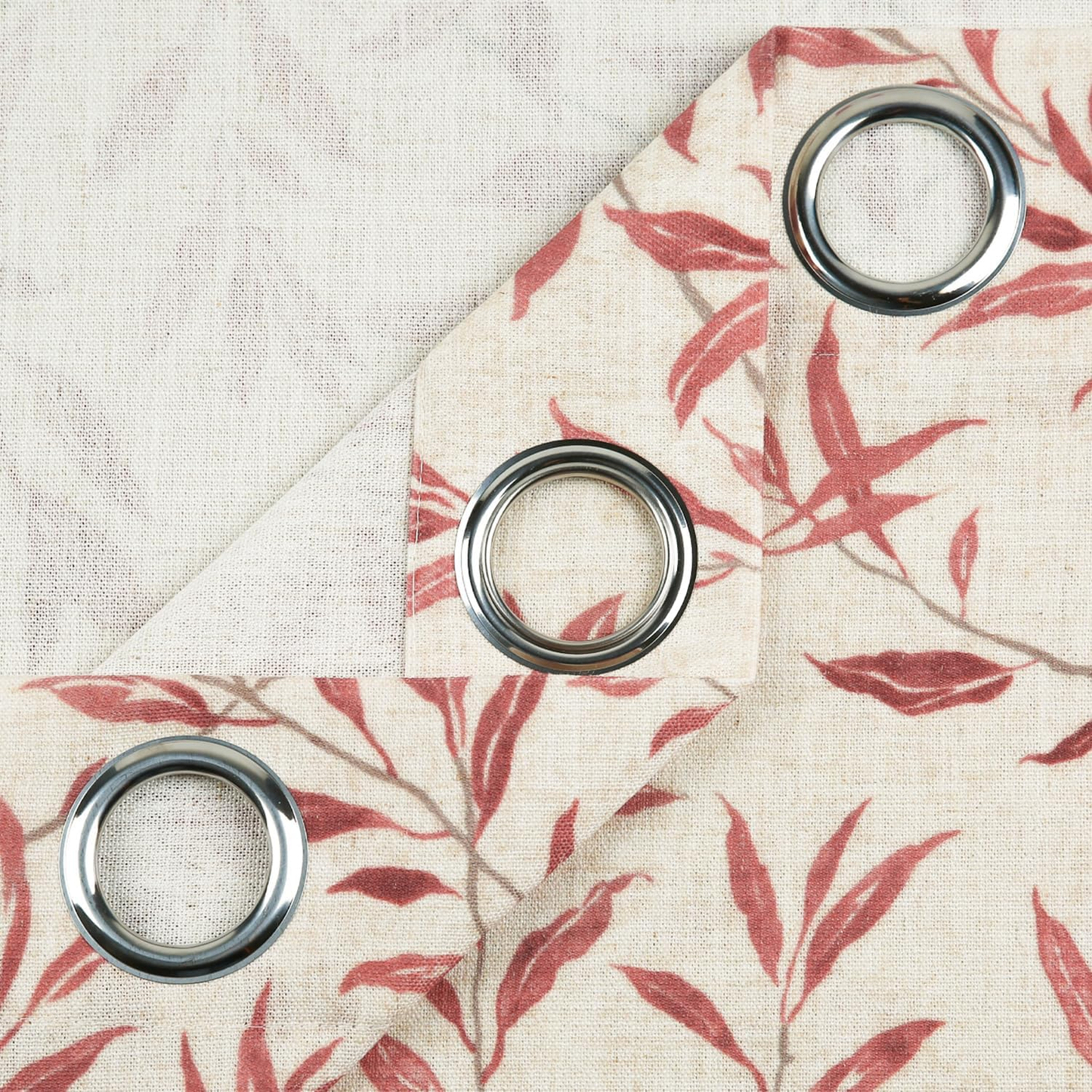 Custom-Made Botanical Leaf Print Linen Light Filtering Curtains