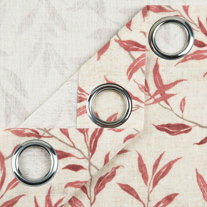 Custom-Made Botanical Leaf Print Linen Light Filtering Curtains