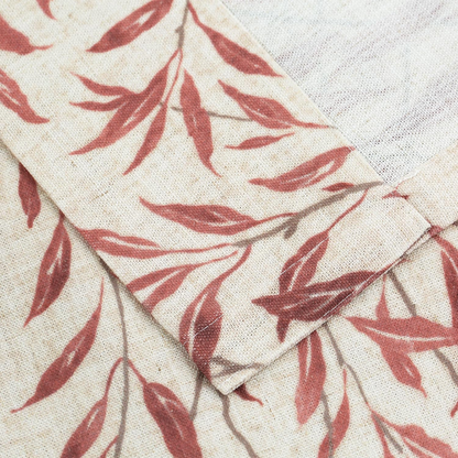 Custom-Made Botanical Leaf Print Linen Light Filtering Curtains