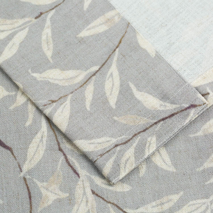 Custom-Made Botanical Leaf Print Linen Light Filtering Curtains