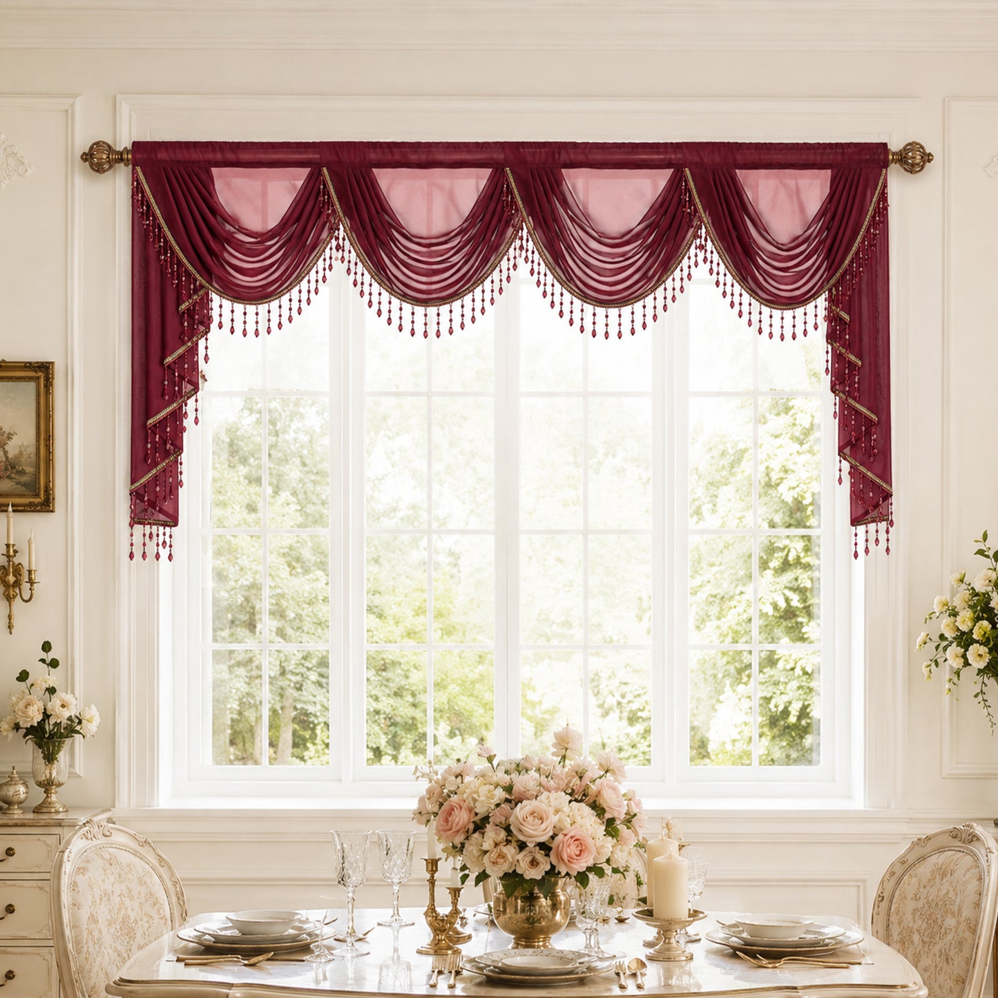 Custom-Made Solid Sheer Waterfall Valance