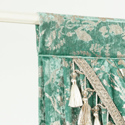 Custom-Made Gold Foil Velvet Waterfall Valance