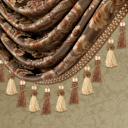 Custom-Made Damask Jacquard Waterfall Valance