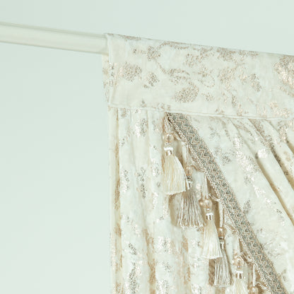 Custom-Made Gold Foil Velvet Waterfall Valance