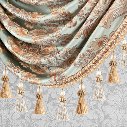 Custom-Made Damask Jacquard Waterfall Valance