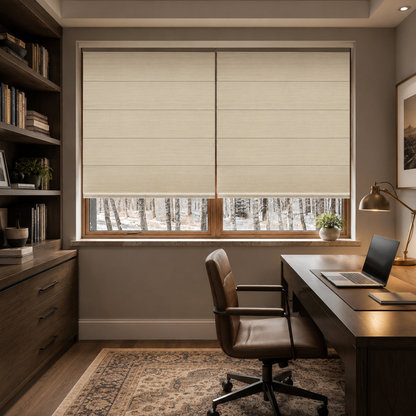 Custom-Made Cordless Textured Fabric Roman Shades