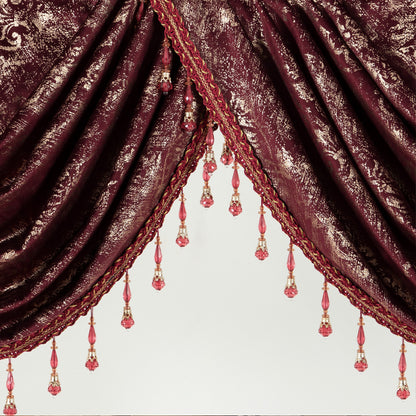 Custom-Made Gold Foil Velvet Waterfall Valance