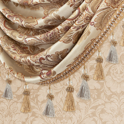 Custom-Made Damask Jacquard Waterfall Valance