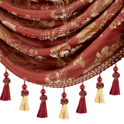 Custom-Made Damask Jacquard Waterfall Valance