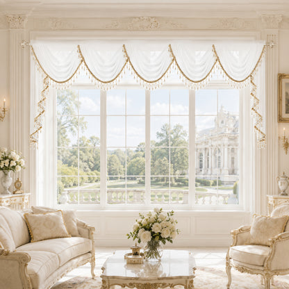 Custom-Made Solid Sheer Waterfall Valance