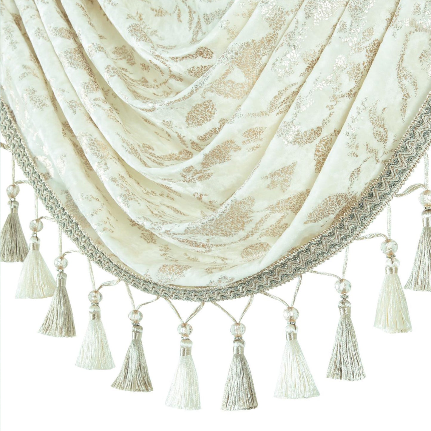 Custom-Made Gold Foil Velvet Waterfall Valance