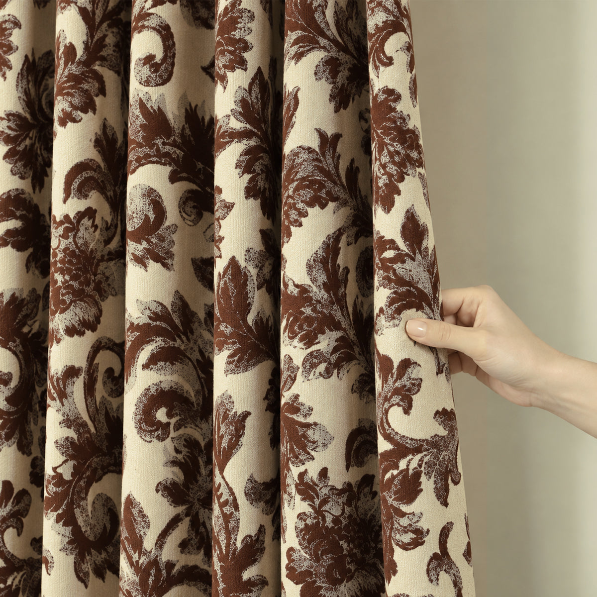 Custom-Made Vintage Floral Toile Room Darkening Curtains