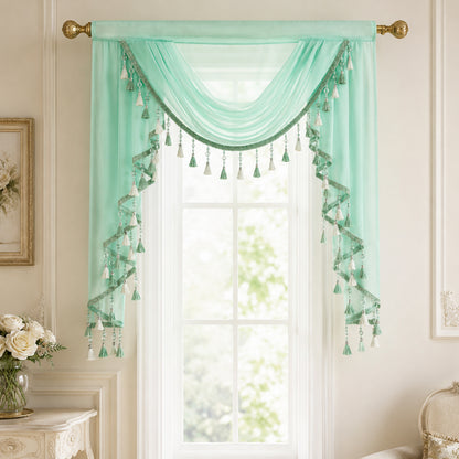 Custom-Made Solid Sheer Waterfall Valance
