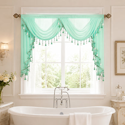 Custom-Made Solid Sheer Waterfall Valance