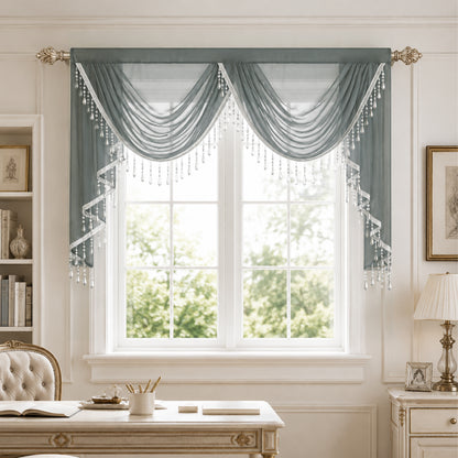 Custom-Made Solid Sheer Waterfall Valance