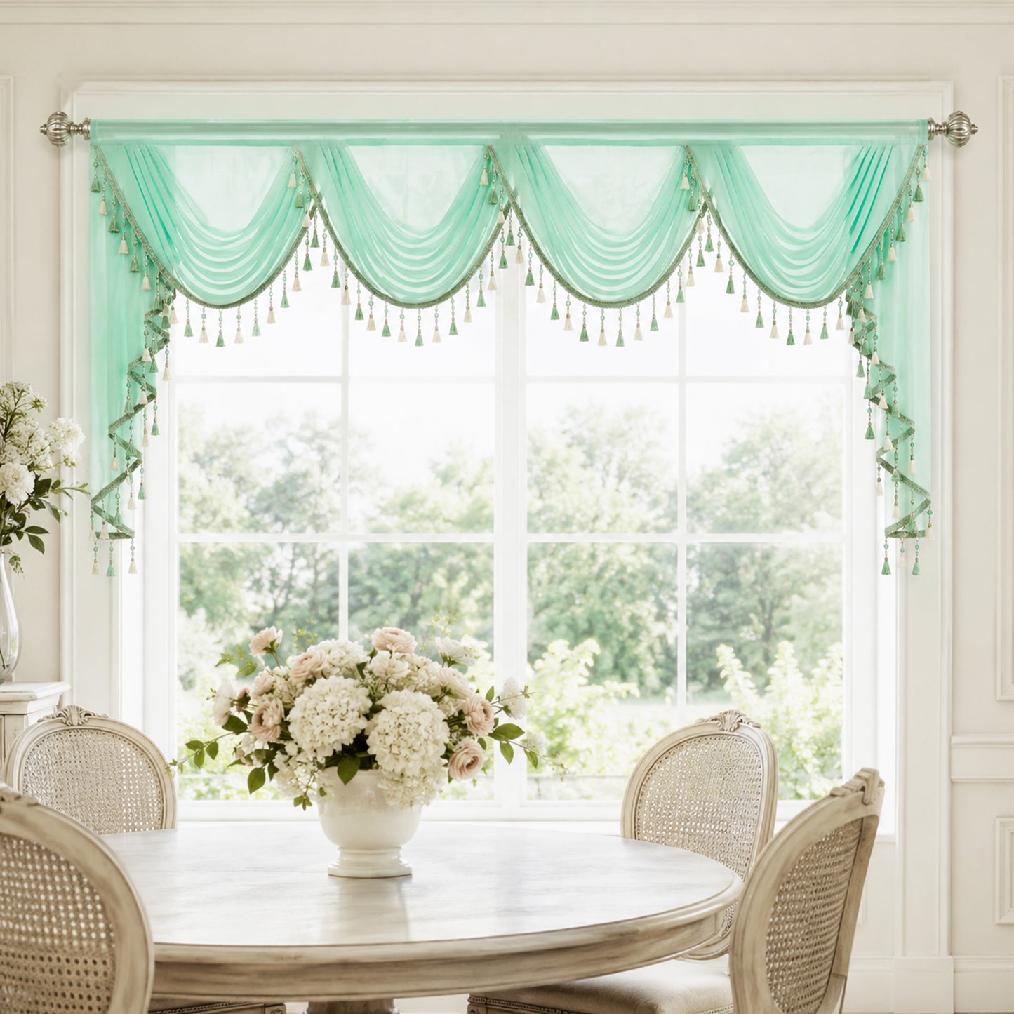 Custom-Made Solid Sheer Waterfall Valance