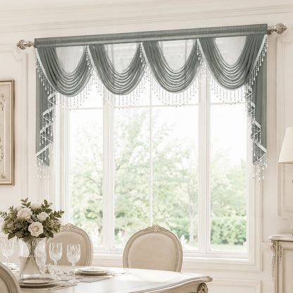 Custom-Made Solid Sheer Waterfall Valance