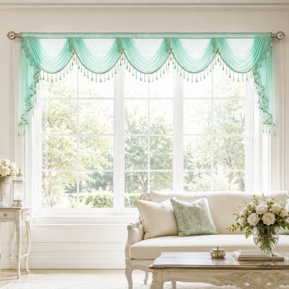 Custom-Made Solid Sheer Waterfall Valance