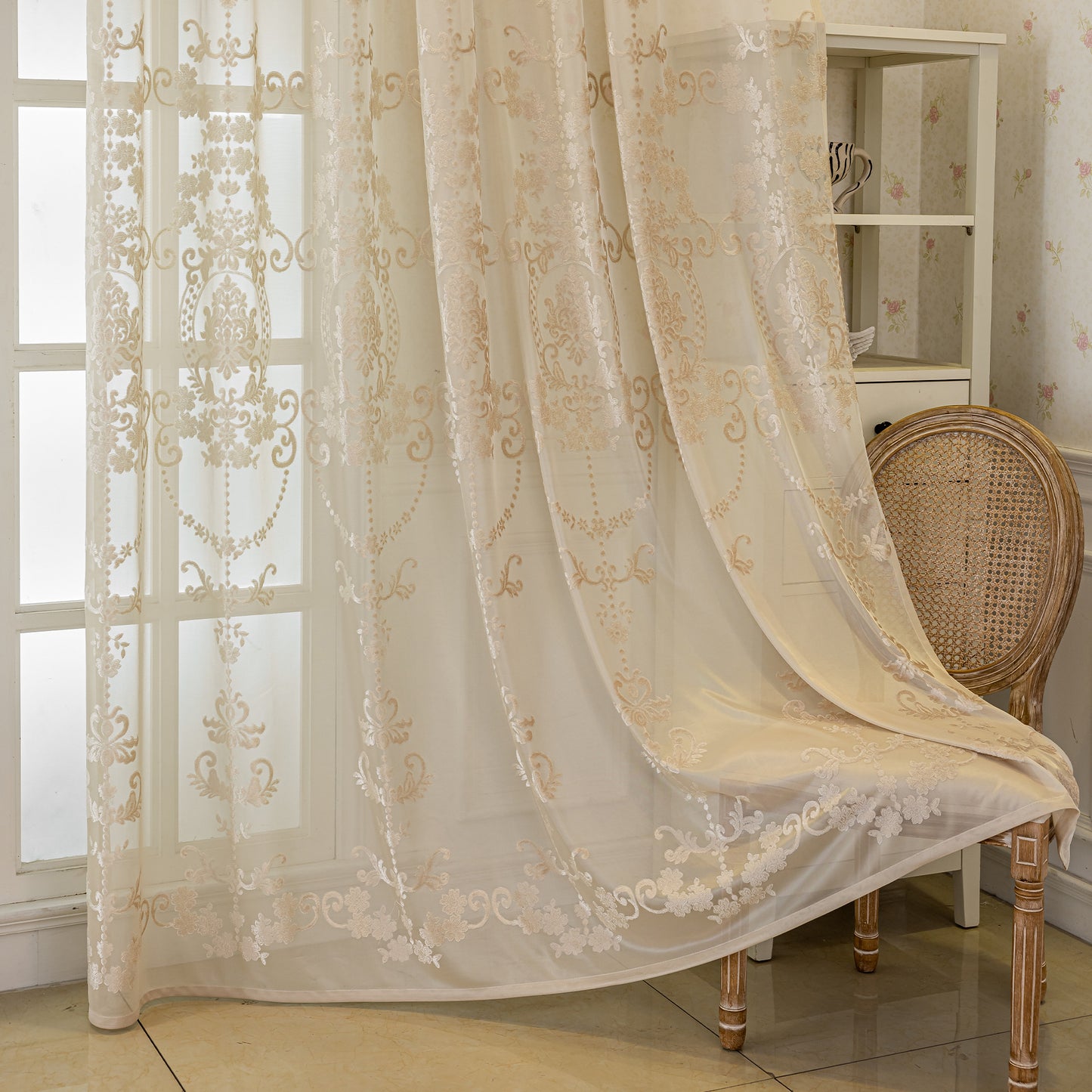 Custom-Made Vintage Jacquard Sheer Curtains