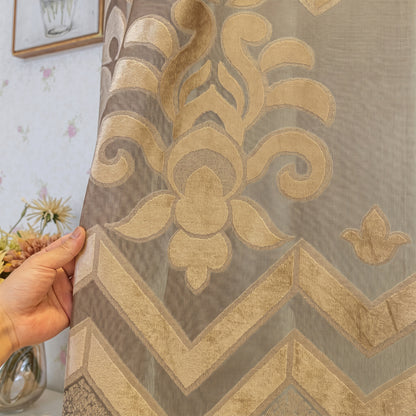 Custom-Made Jacquard Damask Sheer Curtains