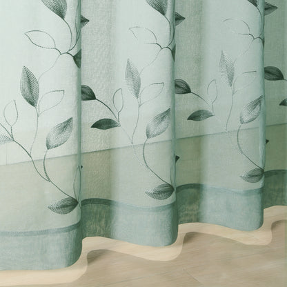 Custom-Made Leaf Embroidered Sheer Curtains