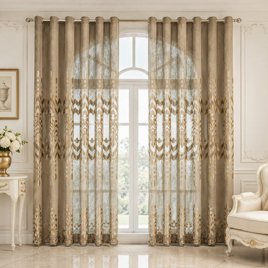Custom-Made Jacquard Damask Sheer Curtains