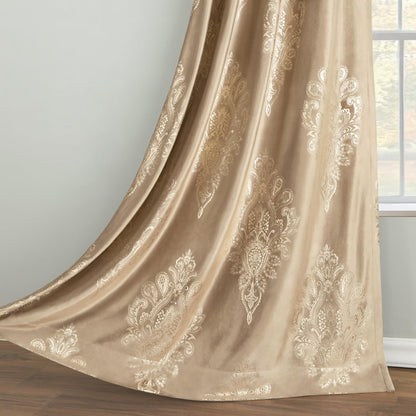 Custom-Made Vintage Gold Foil Velvet Room Darkening Curtains