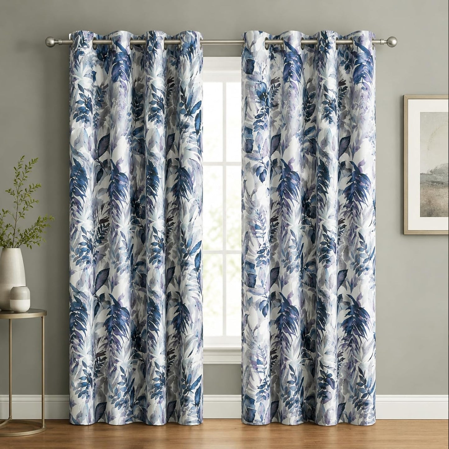 Custom-Made Vintage Leaf Print Room Darkening Curtains