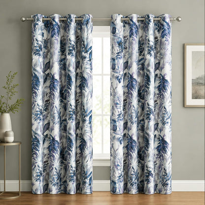 Custom-Made Vintage Leaf Print Room Darkening Curtains