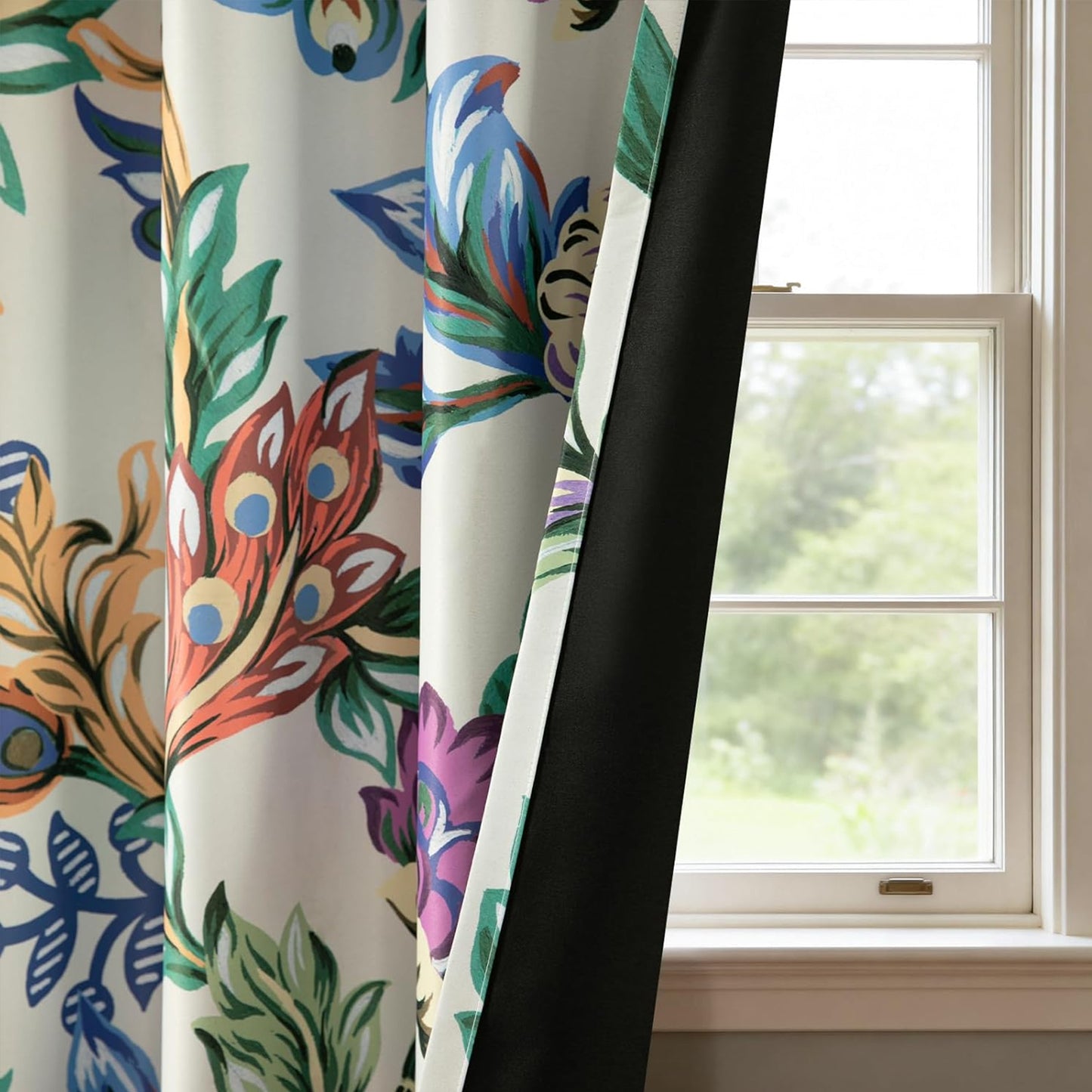 Custom-Made Vintage Floral Print Room Darkening Curtains