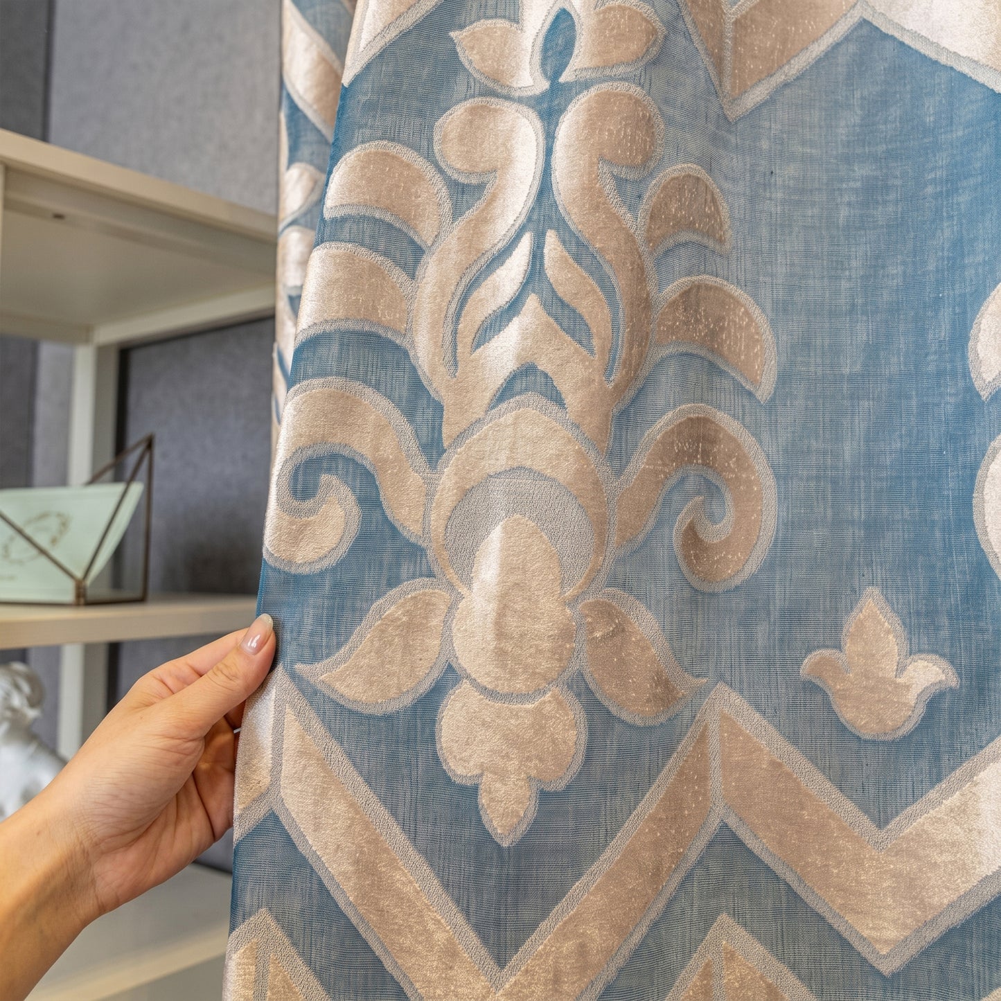 Custom-Made Jacquard Damask Sheer Curtains