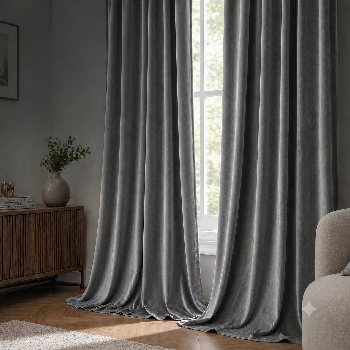 Custom-Made Solid Velvet Room Darkening Curtains