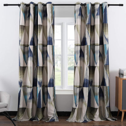 Custom-Made Modern Geometric Print Room Darkening Curtains