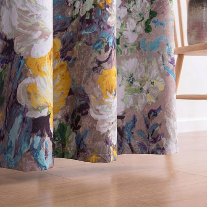 Custom-Made Vintage Large Floral Print Room Darkening Curtains