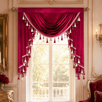 Custom-Made Solid Velvet Waterfall Valance