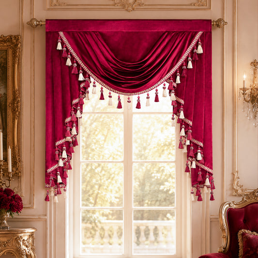 Custom-Made Solid Velvet Waterfall Valance