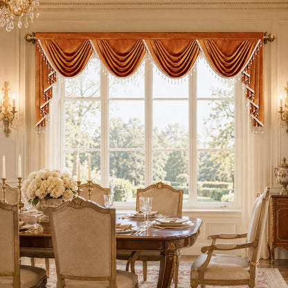 Custom-Made Solid Velvet Waterfall Valance