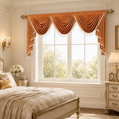 Custom-Made Solid Velvet Waterfall Valance