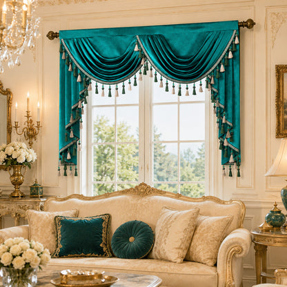 Custom-Made Solid Velvet Waterfall Valance