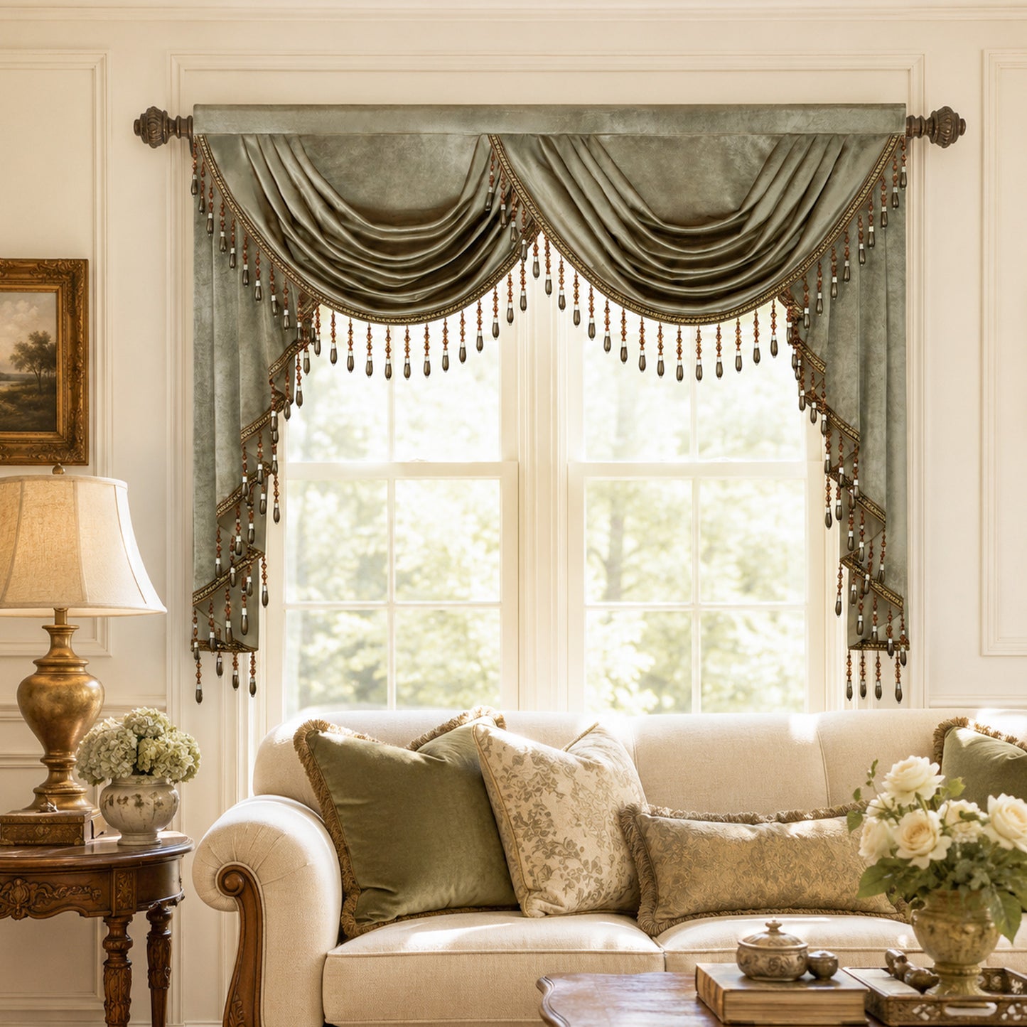 Custom-Made Solid Velvet Waterfall Valance
