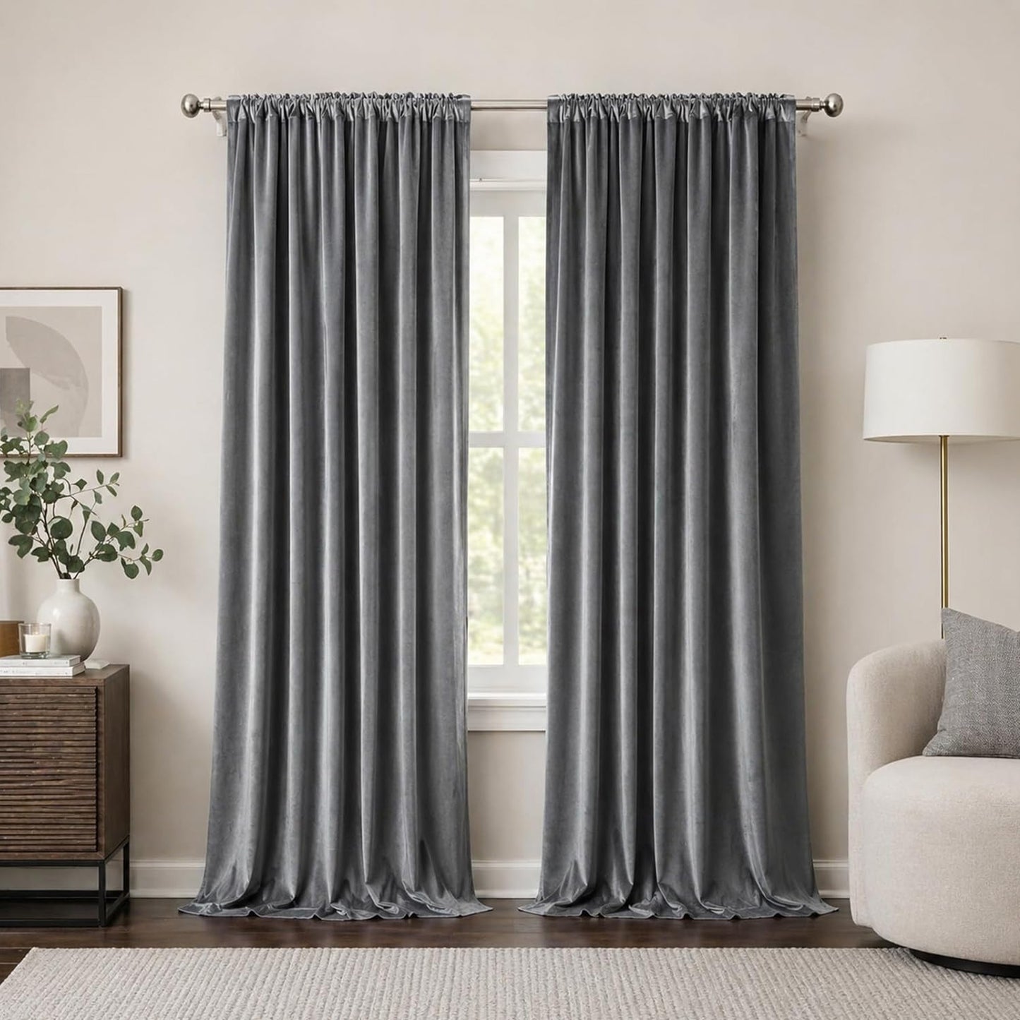 Custom-Made Solid Velvet Room Darkening Curtains