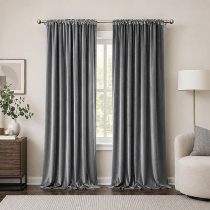 Custom-Made Solid Velvet Room Darkening Curtains