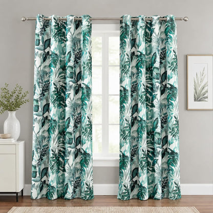 Custom-Made Vintage Leaf Print Room Darkening Curtains