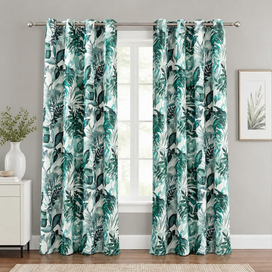 Custom-Made Vintage Leaf Print Room Darkening Curtains