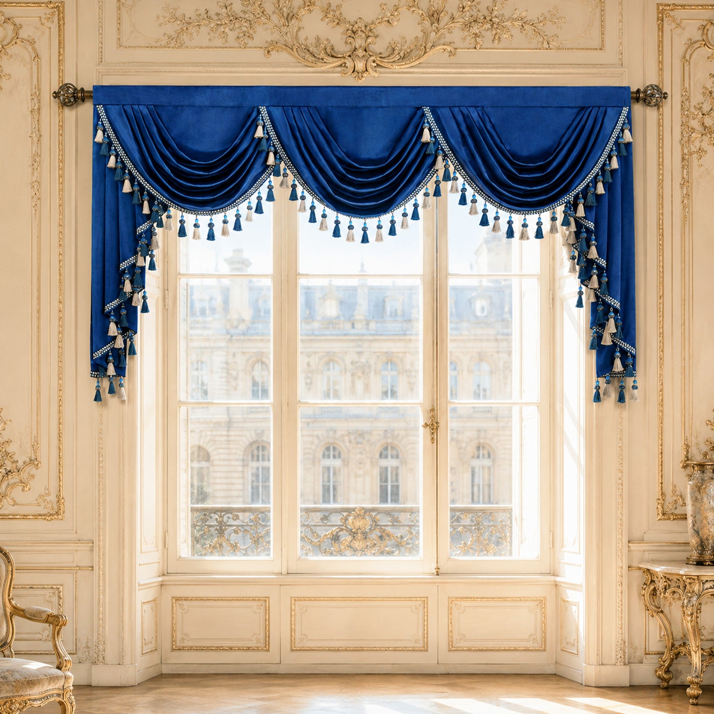 Custom-Made Solid Velvet Waterfall Valance