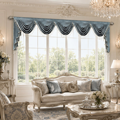 Custom-Made Solid Velvet Waterfall Valance