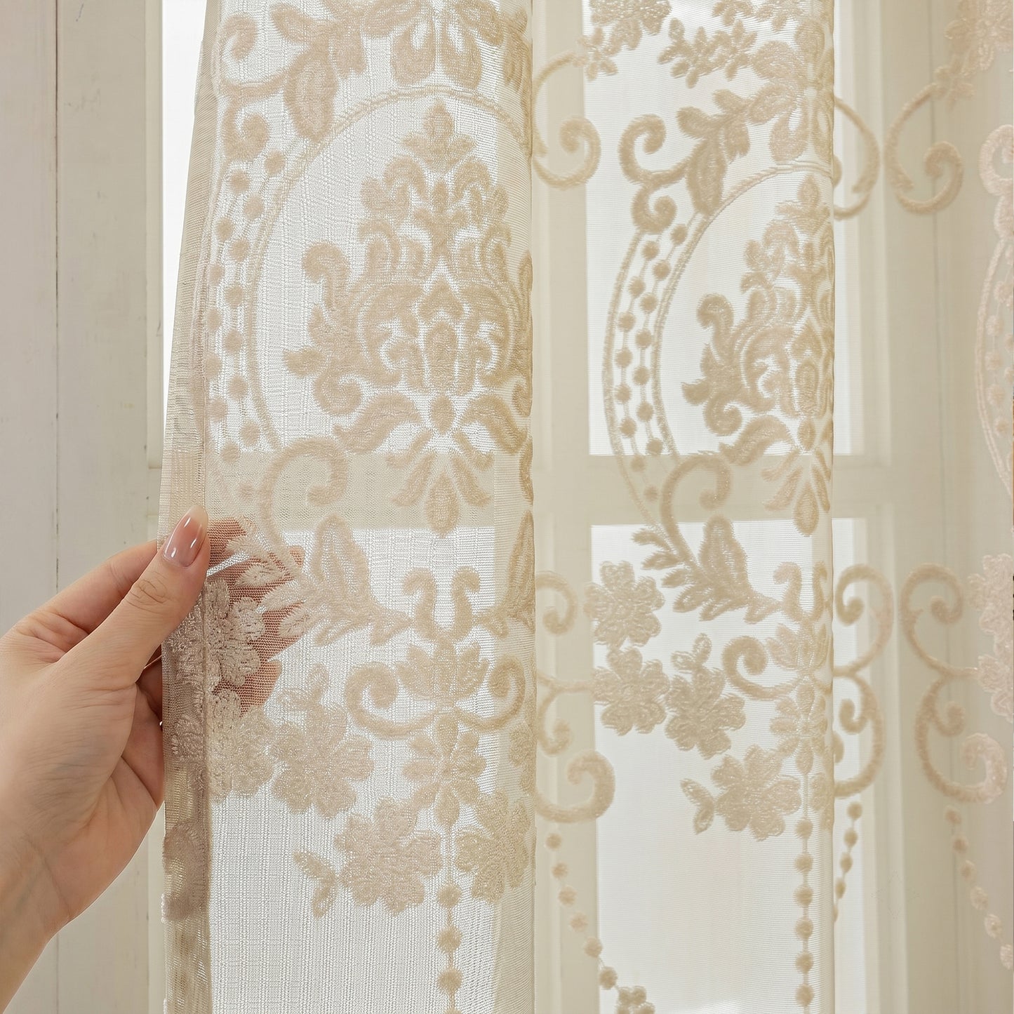 Custom-Made Vintage Jacquard Sheer Curtains